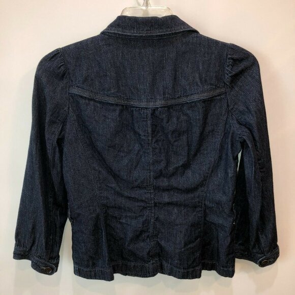 Ann Taylor Loft Denim Jean Jacket Blazer Sz Small Collared Button Front Pockets - Picture 6 of 9